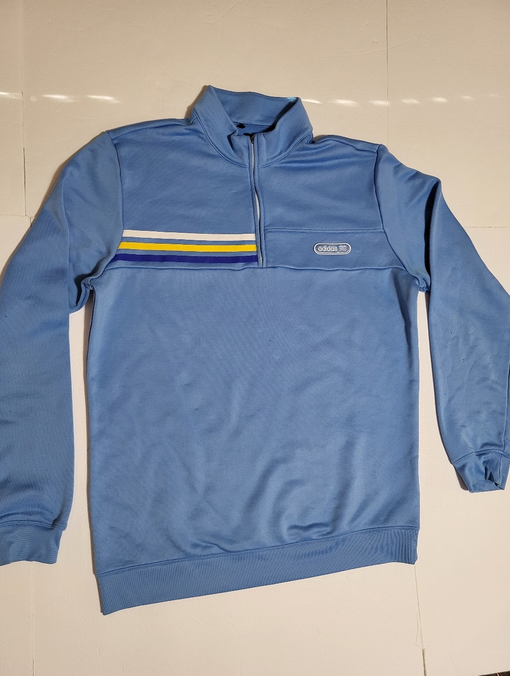 (#AA) adidas Men’s Light Blue Quarter-Zip Pullover Sweater